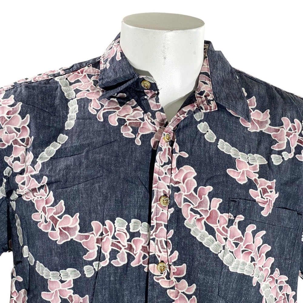 Cooke Street Hawaiian‎ Shirt Large Floral Flowers Vines Reverse Print Black